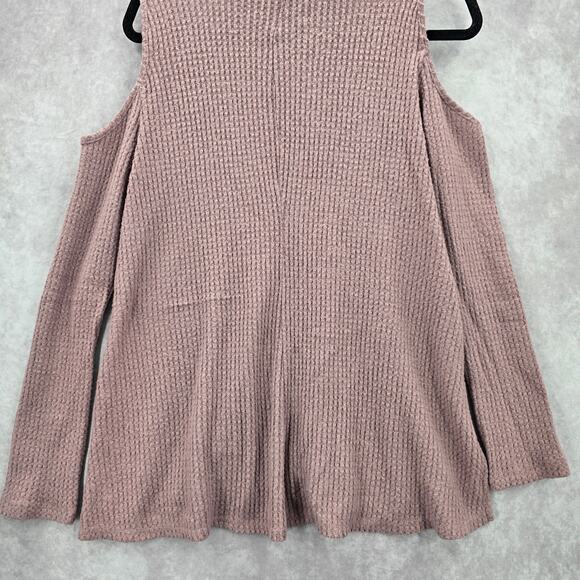 Andree by Unit Purple Long Sleeve Cold Shoulder Collar Sweater Cardigan Medium - Picture 7 of 8